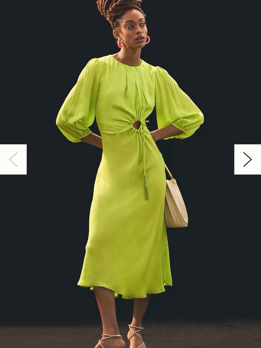 FARM Rio Lime Green Twist-Ring Midi Dress
